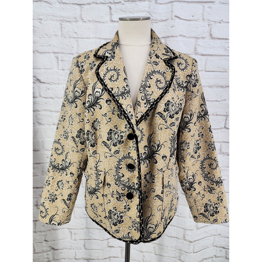 Vintage Dressbarn Butter Yellow Blazer French Paisley Church Office Work‎ 16W 1X